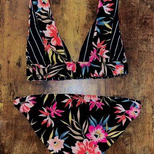 Billabong Floral & Striped Reversible Bikini - Size S/M